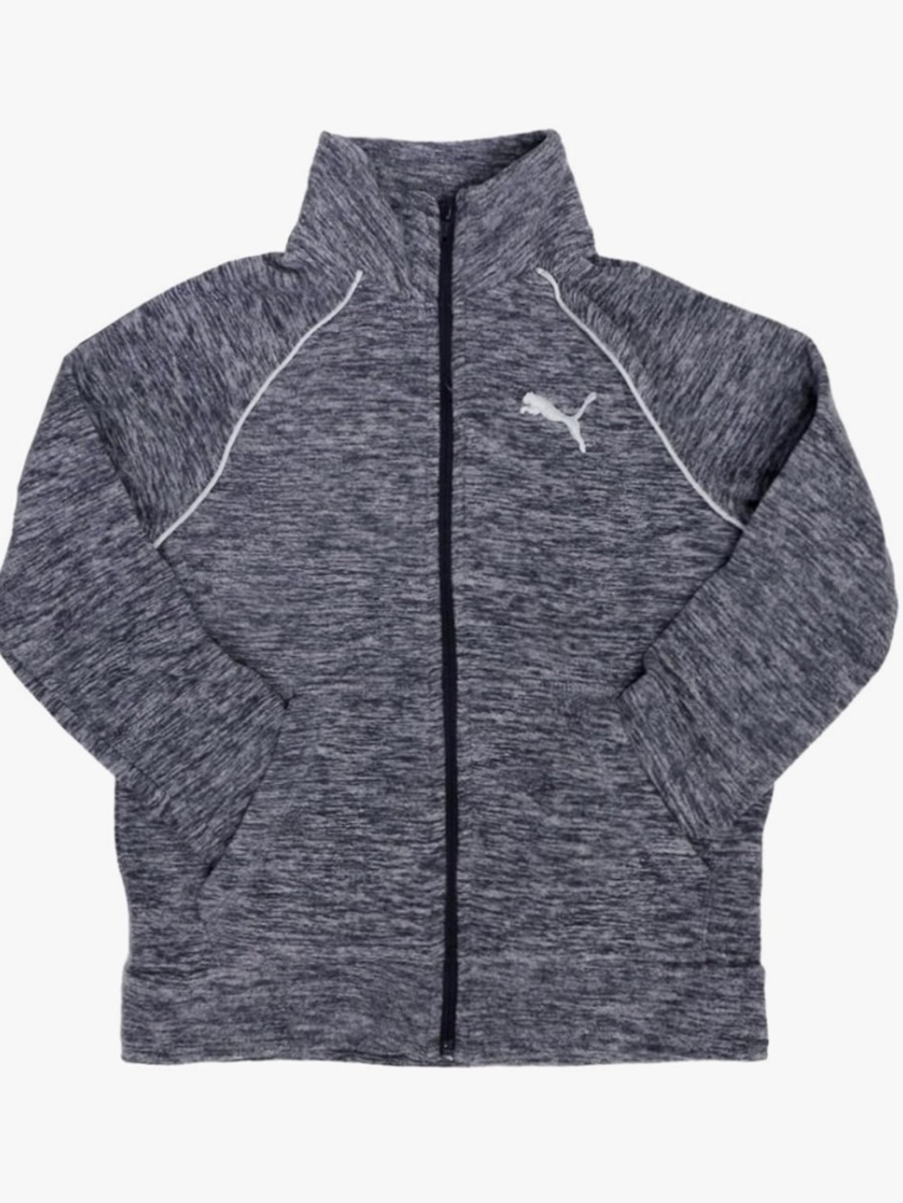Puma Navy Heather Full-Zip Fleece Jacket  Size 14-16 White Logo